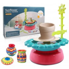 DIY Sunflower Pottery Wheel Air Dry Sculpting Clay and Craft Paint kit for Children Kids 8+